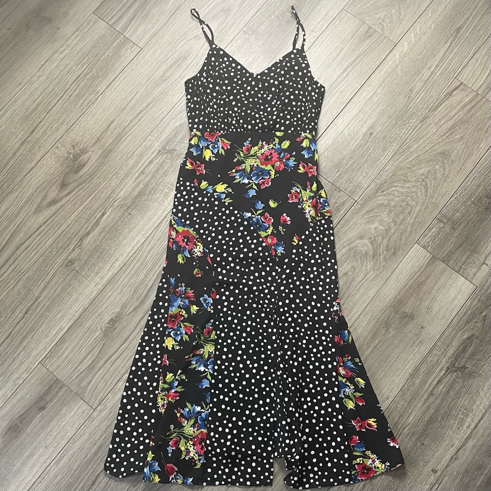 Likely Women's Saige Black Poka Dot And Floral Dress, Women's Size 6 Nwt